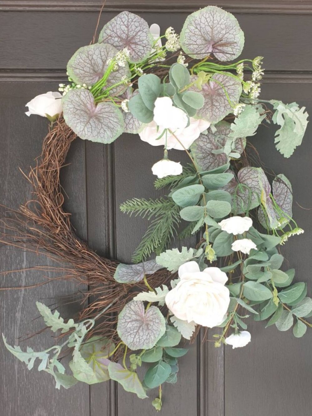 Pink Flowers Wicker Wreath Spring Summer Farm House Office Home Wall Door Decor